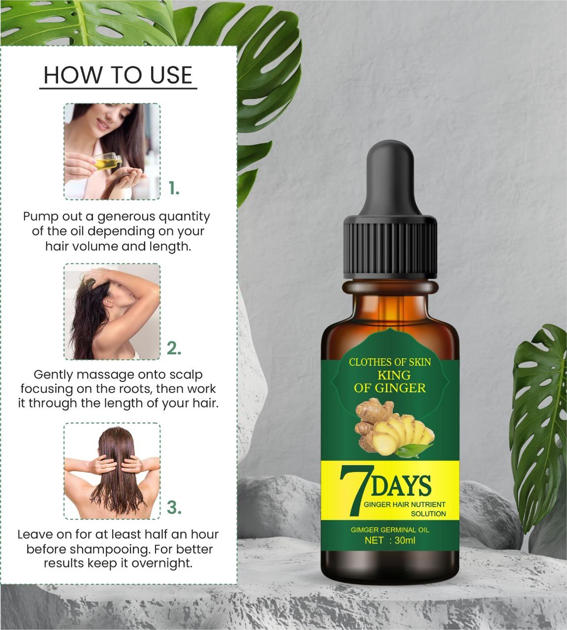 Ginger Germinal Oil, Ginger Hair Growth Serum, Ginger Essential Oil Stop Hair Loss Hair, Thinning Treatment Hair Growth Oil for Women & Men 30ML