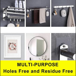 Reusable Self Adhesive Hooks for Wall Heavy Duty Strong Nail Free Hook (Pack of 10)
