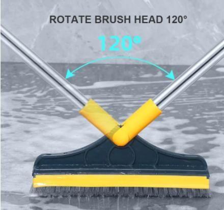 Floor Brush- 2 In 1 Long Handle Wiper Stiff Bristle Floor Brush