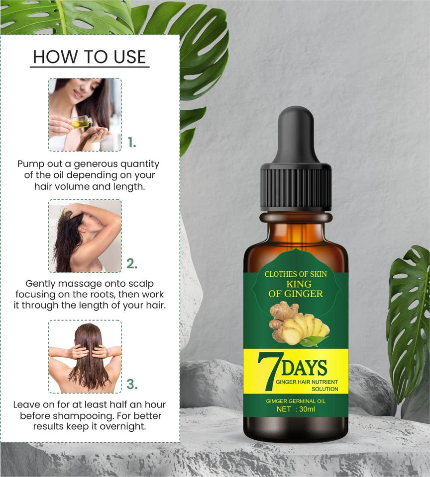 Ginger Germinal Oil, Ginger Hair Growth Serum, Ginger Essential Oil Stop Hair Loss Hair, Thinning Treatment Hair Growth Oil for Women & Men 30ML