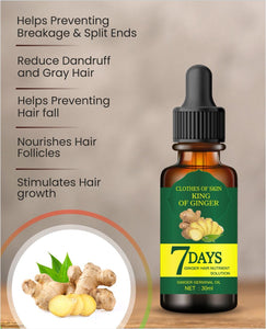 Ginger Germinal Oil, Ginger Hair Growth Serum, Ginger Essential Oil Stop Hair Loss Hair, Thinning Treatment Hair Growth Oil for Women & Men 30ML