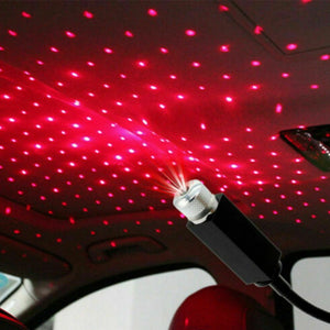 Star Lamp USB Car Star Ceiling Light Sky Projection Lamp Romantic Night Lights Car Fancy Lights��(Red)